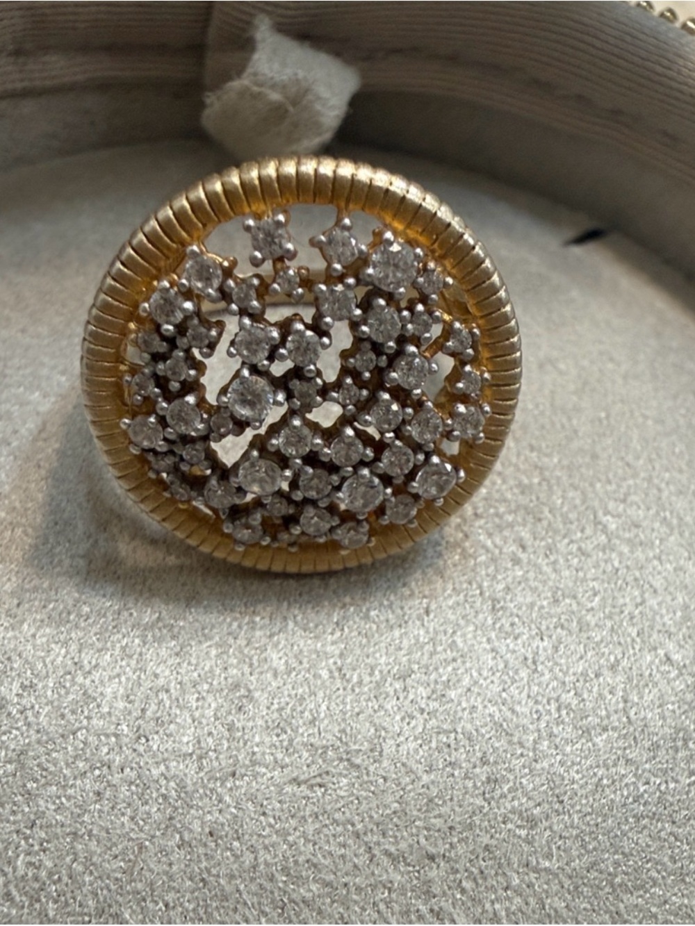 Two-Tone Gold and Silver Crystal Cluster Ring size 9